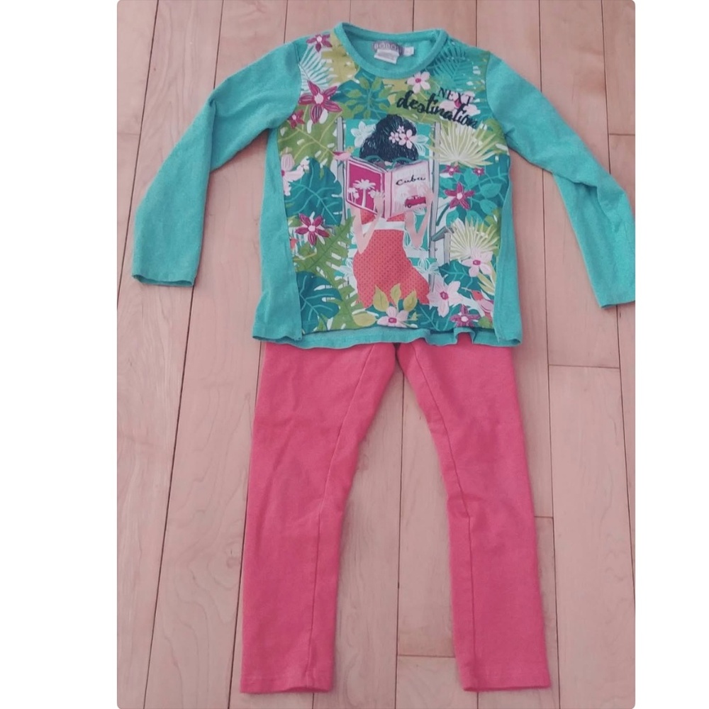 Boboli - Tropical T-shirt and Fleece Pants Set, size 4